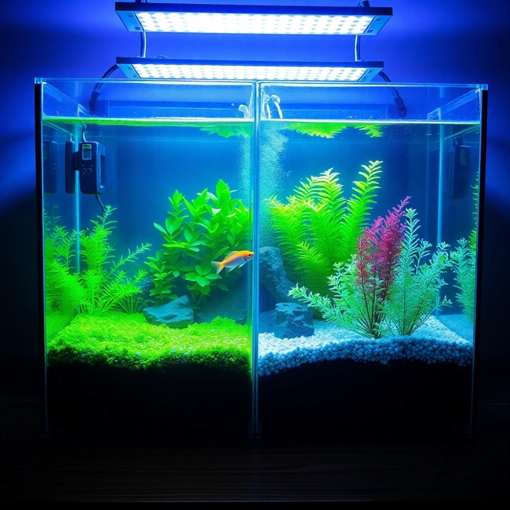 Oświetlenie LED w akwarium a glony