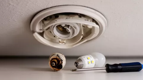 jak wymienić żarówkę w plafonie